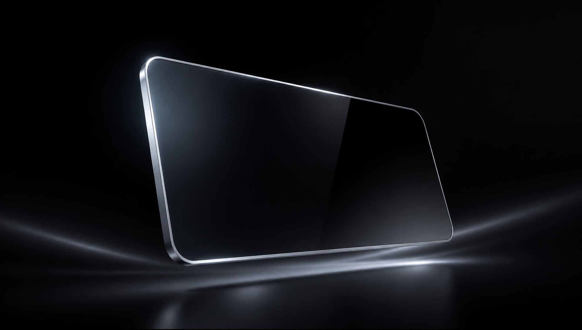 Aeria's glass interface suspended in darkness